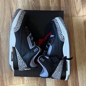 Nike Air Jordan 3 Retro Cement Sneakers Black Gray 10.5